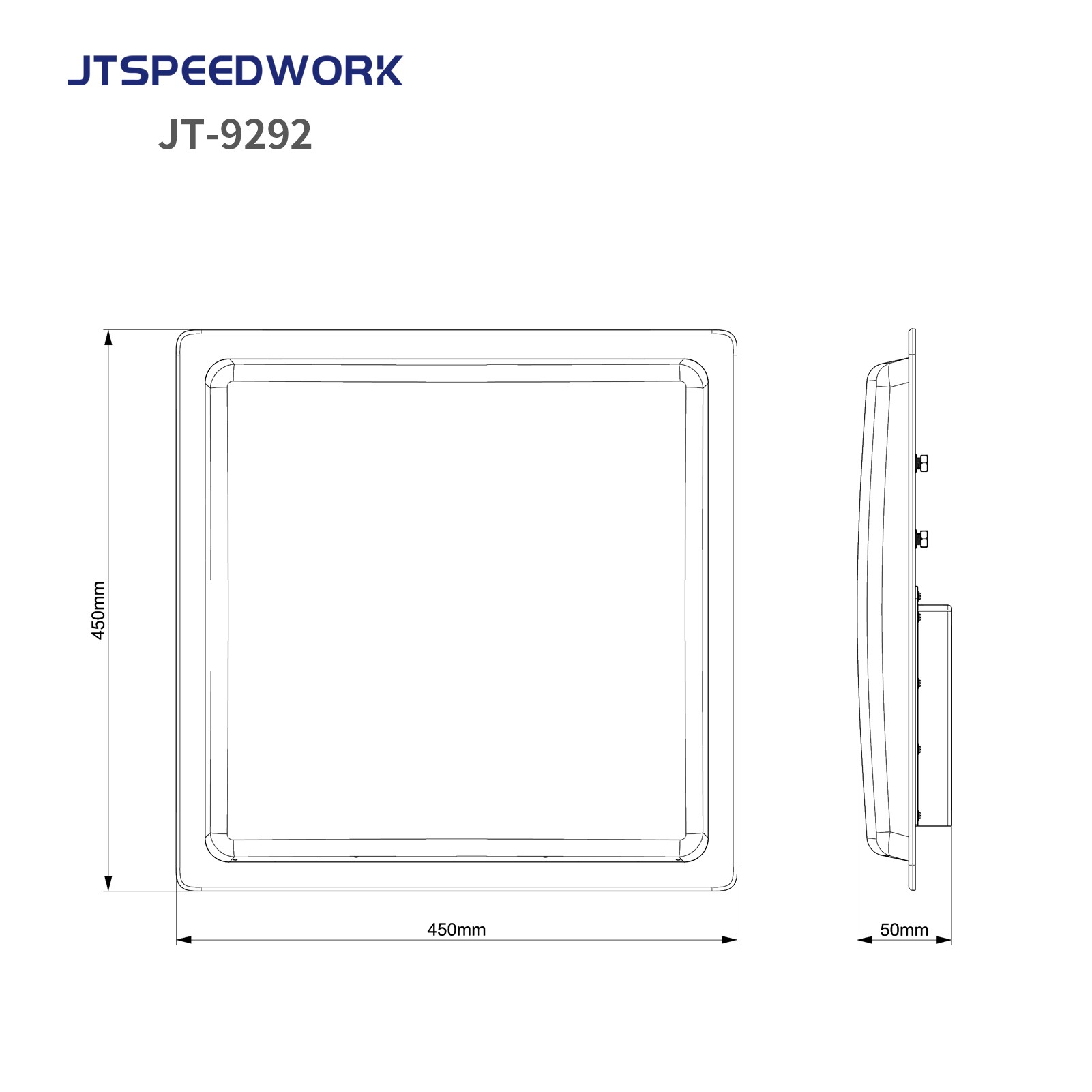 Lector RFID UHF integrado JT-9292 de largo alcance (0-30 m) con lectura de múltiples etiquetas (860-960 MHz).