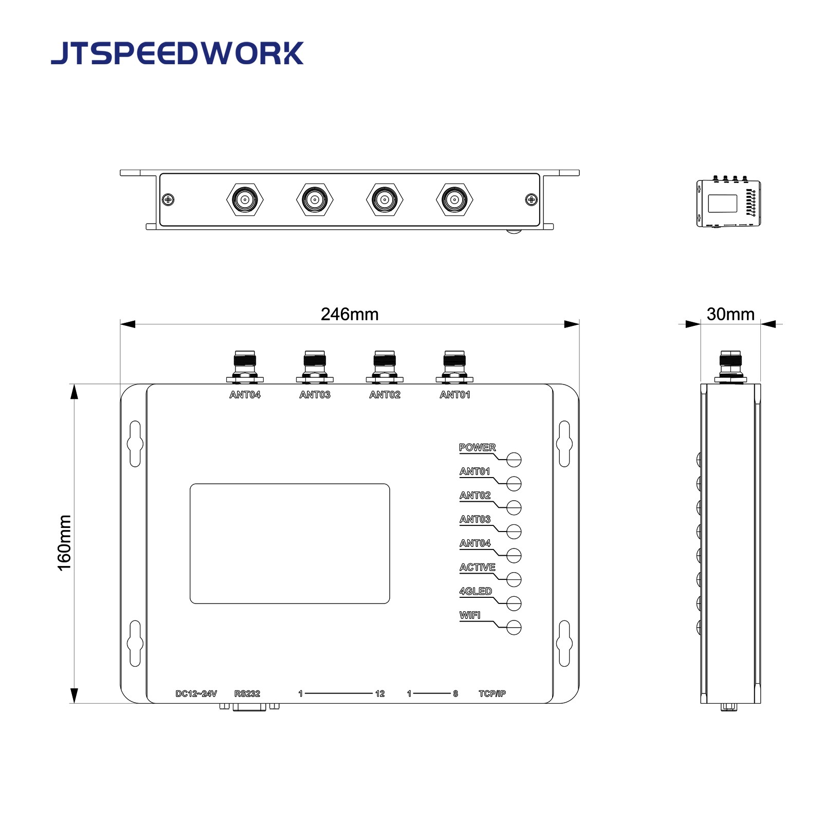 Lector RFID UHF fijo JT-928 de 2/4 puertos ISO18000-6C TM200 | Compatible con chip Impinj E710