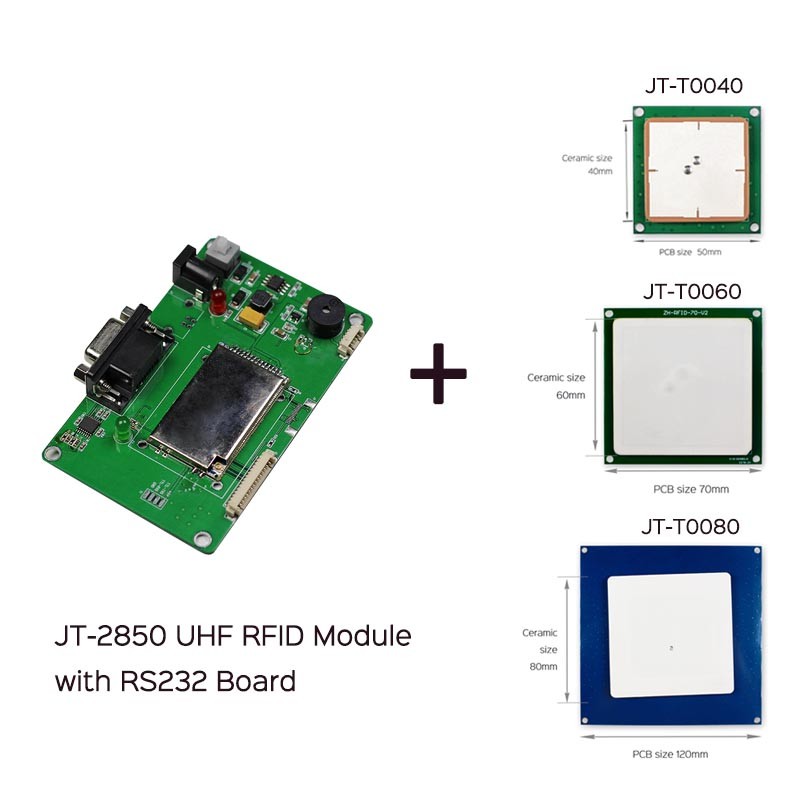 Kit de desarrollo de módulo lector RFID UHF JT-2850 de 860-960 MHz para proyectos RFID.