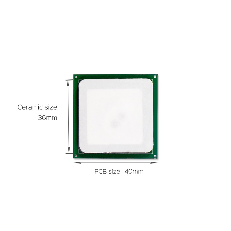 Antena cerámica RFID UHF JT-T0036 de 3 dBi, 36*36 mm, 865-868/902-928 MHz, RHCP para PDA