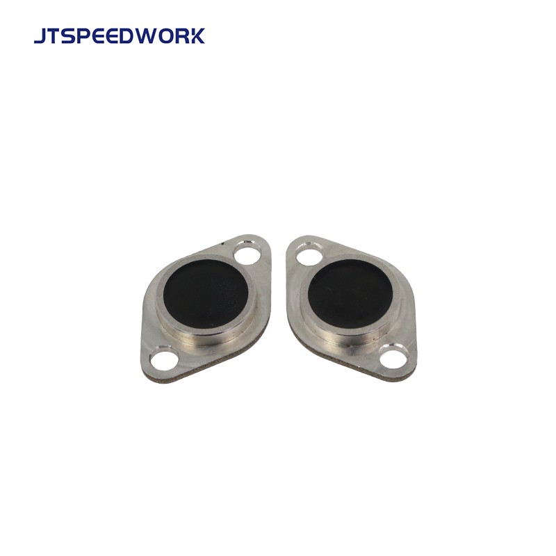 Etiqueta RFID UHF anticolisión de acero inoxidable JT-K4026 para montaje en metal y protección contra impactos violentos.